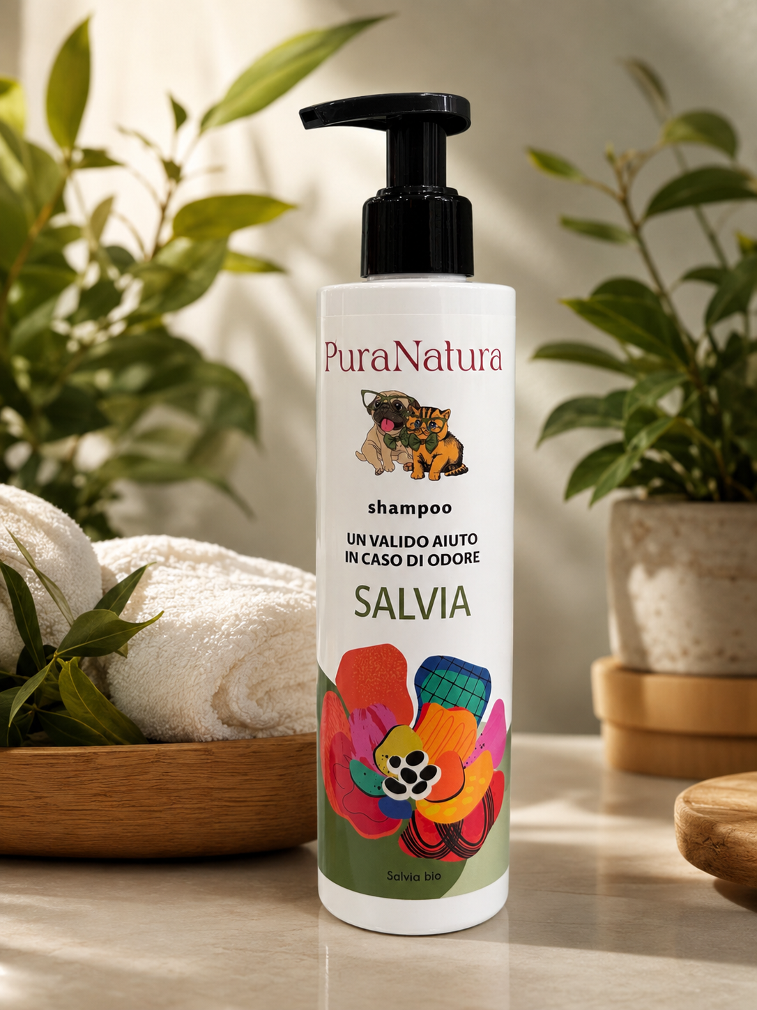Shampoo Naturale Cani e Gatti Pura Natura 250ml Salvia
