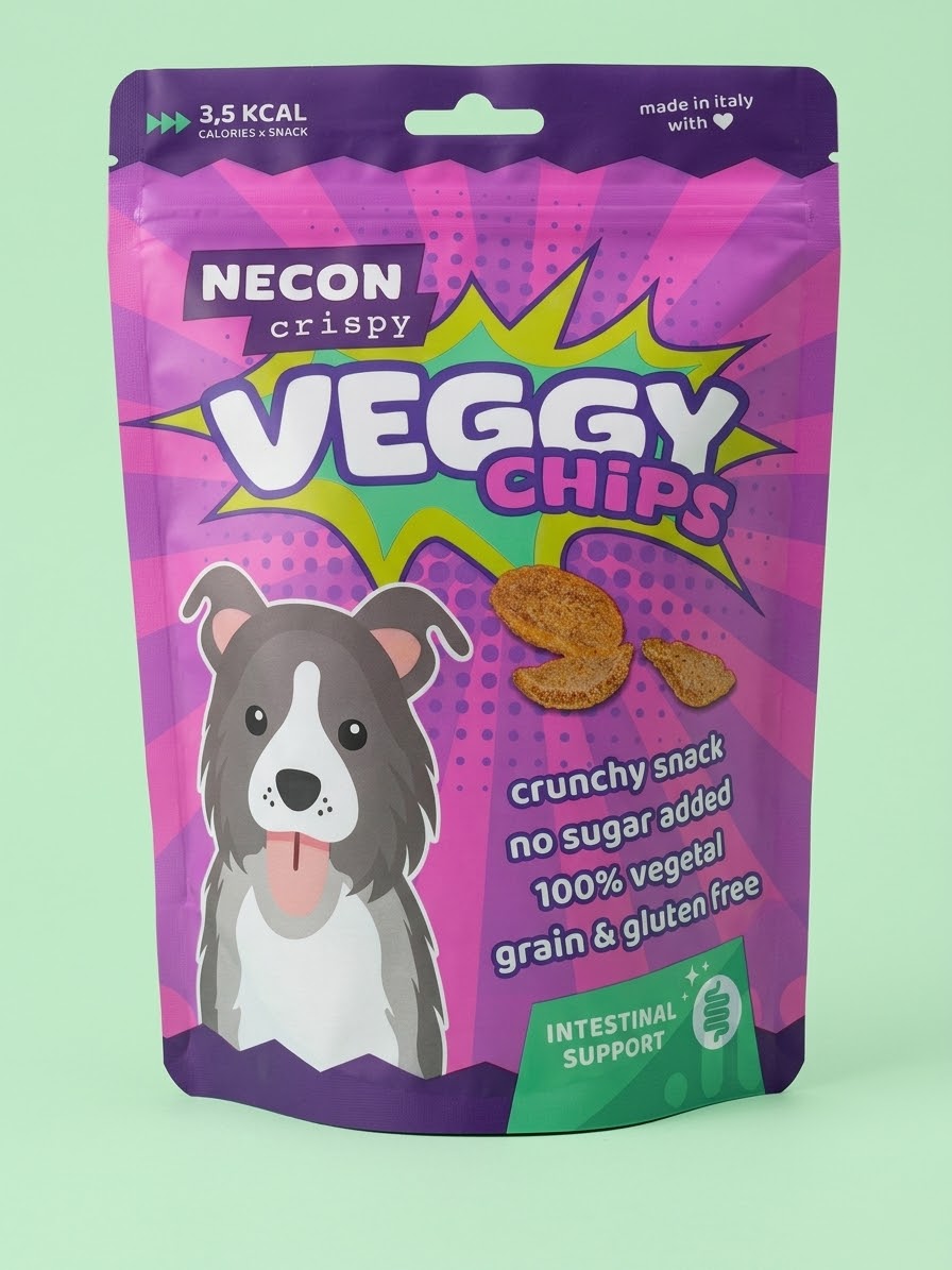 Necon Veggy Chips ,SNACK CROCCANTE PER CANI,intestinal support 85 gr