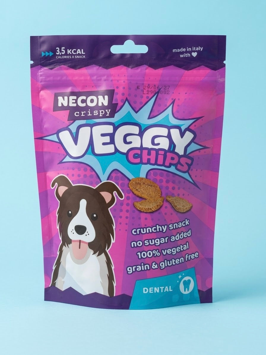Necon Veggy Chips,SNACK CROCCANTE PER CANI, dental 85gr