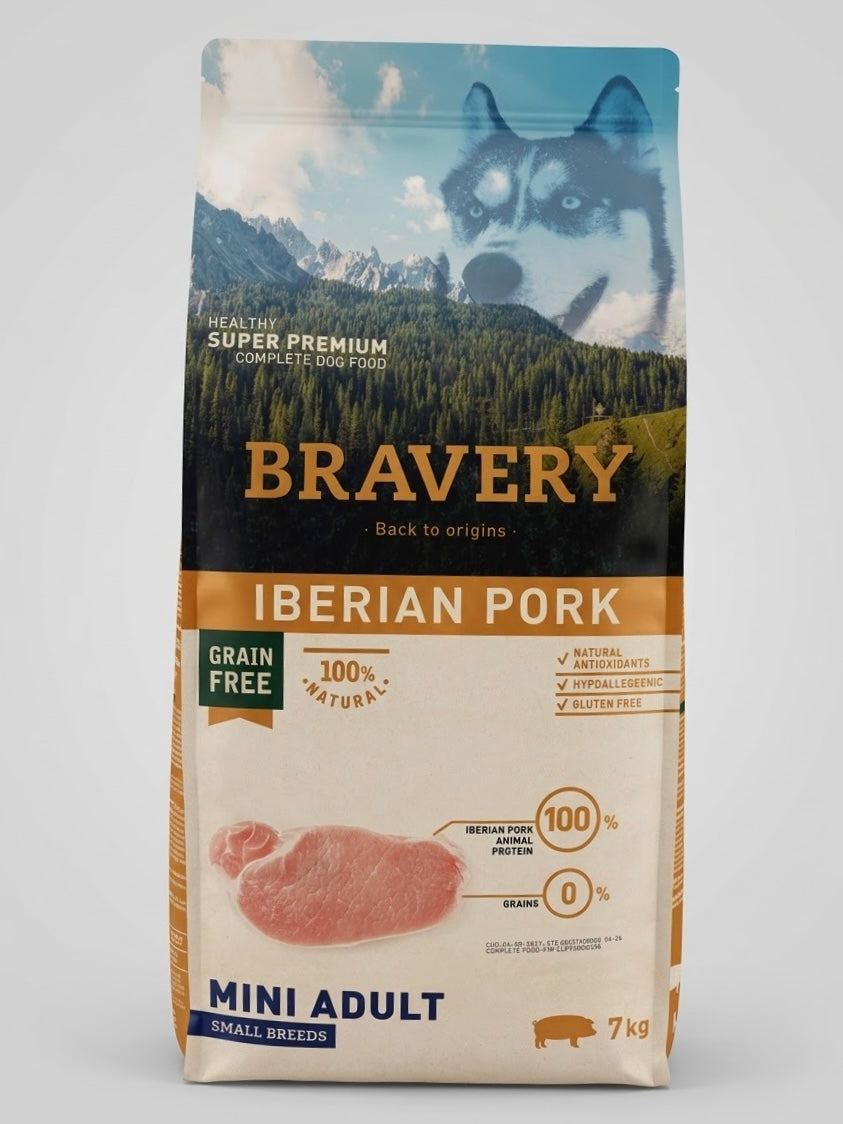 BRAVERY CROCCHETTE PER CANE IBERIAN PORK MINI ADULT 7 KG