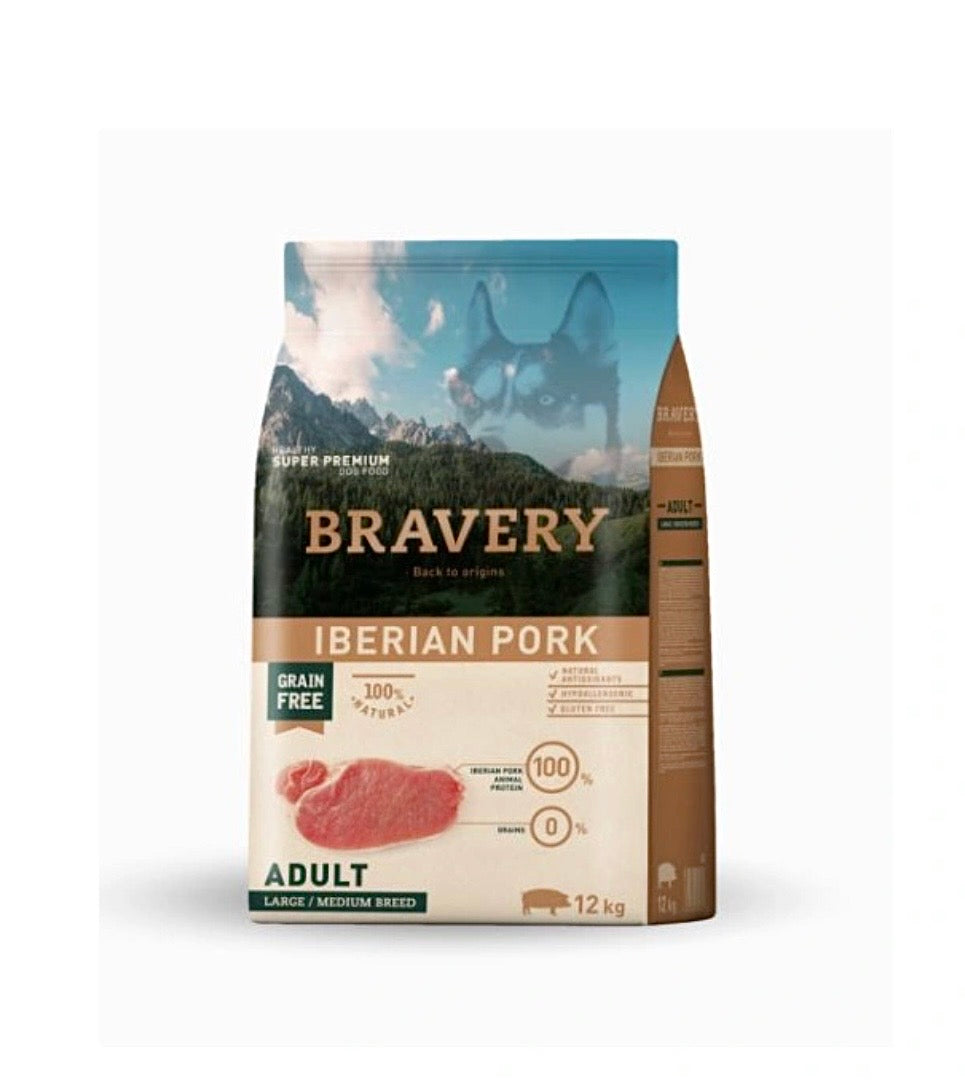 BRAVERY CROCCHETTE PER CANE IBERIAN PORK MEDIUM -LARGE ADULT 12 KG