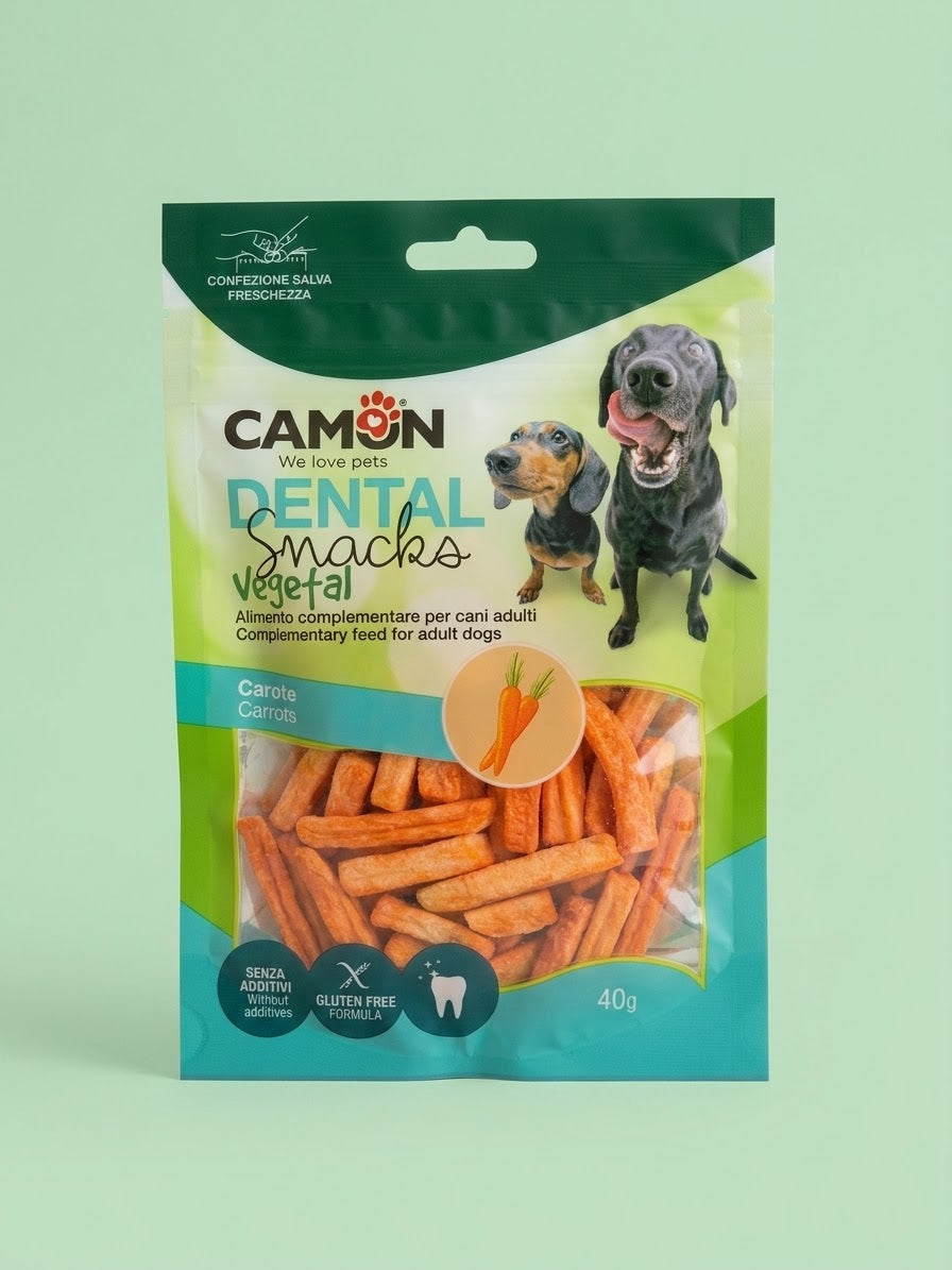 Camon Dental Snack vegetale alle Carote 40gr.PRODOTTO NATURALE PER CANI.