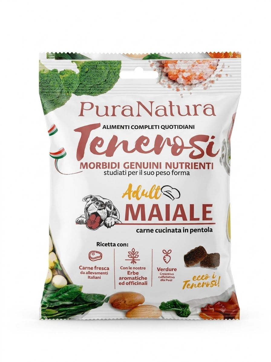 Tenerosi ,Crocchette morbide per cani di Pura Natura al Maiale 200gr.