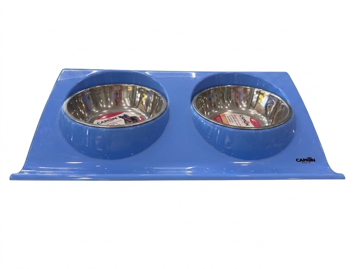 Camon Vassoio in plastica con doppia ciotola in acciaio 300ml