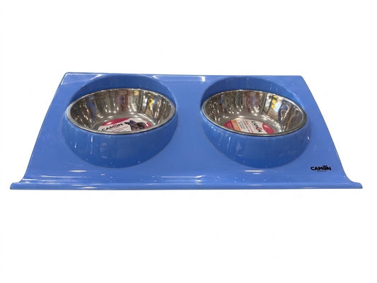 Camon Vassoio in plastica con doppia ciotola in acciaio 300ml