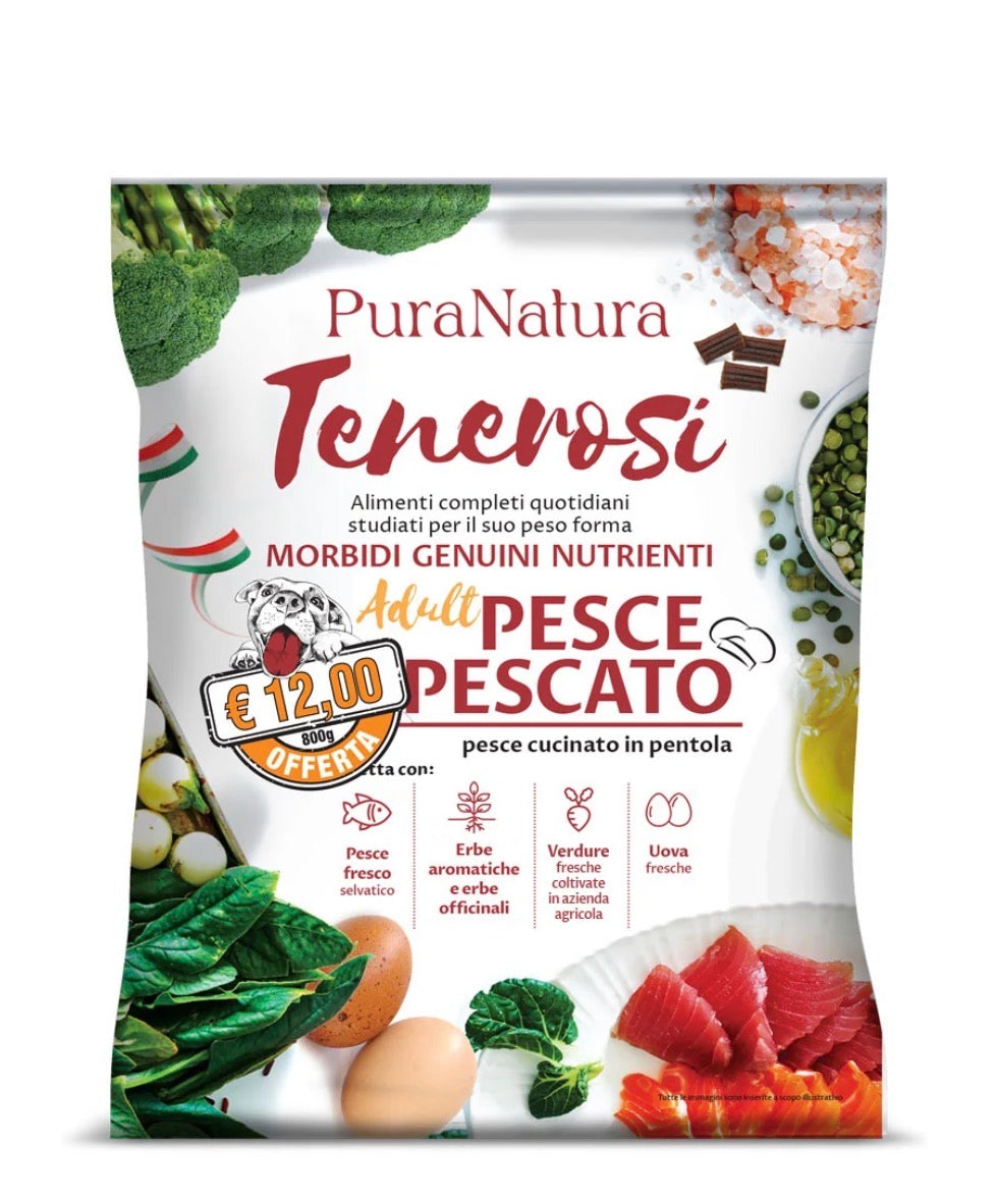 TENEROSI PESCE PESCATO 800 GR ALIMENTO COMPLETO STUDIATO PER IL BENESSERE DEL CANE
